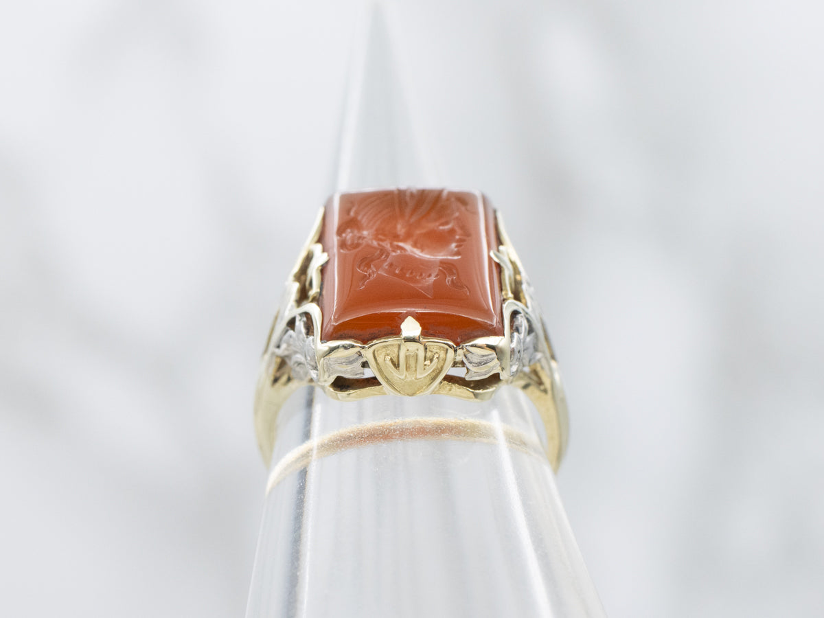 Art Nouveau Era Carnelian Intaglio Ring