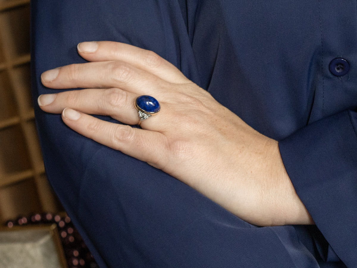 Vintage Lapis Lazuli and Diamond Ring