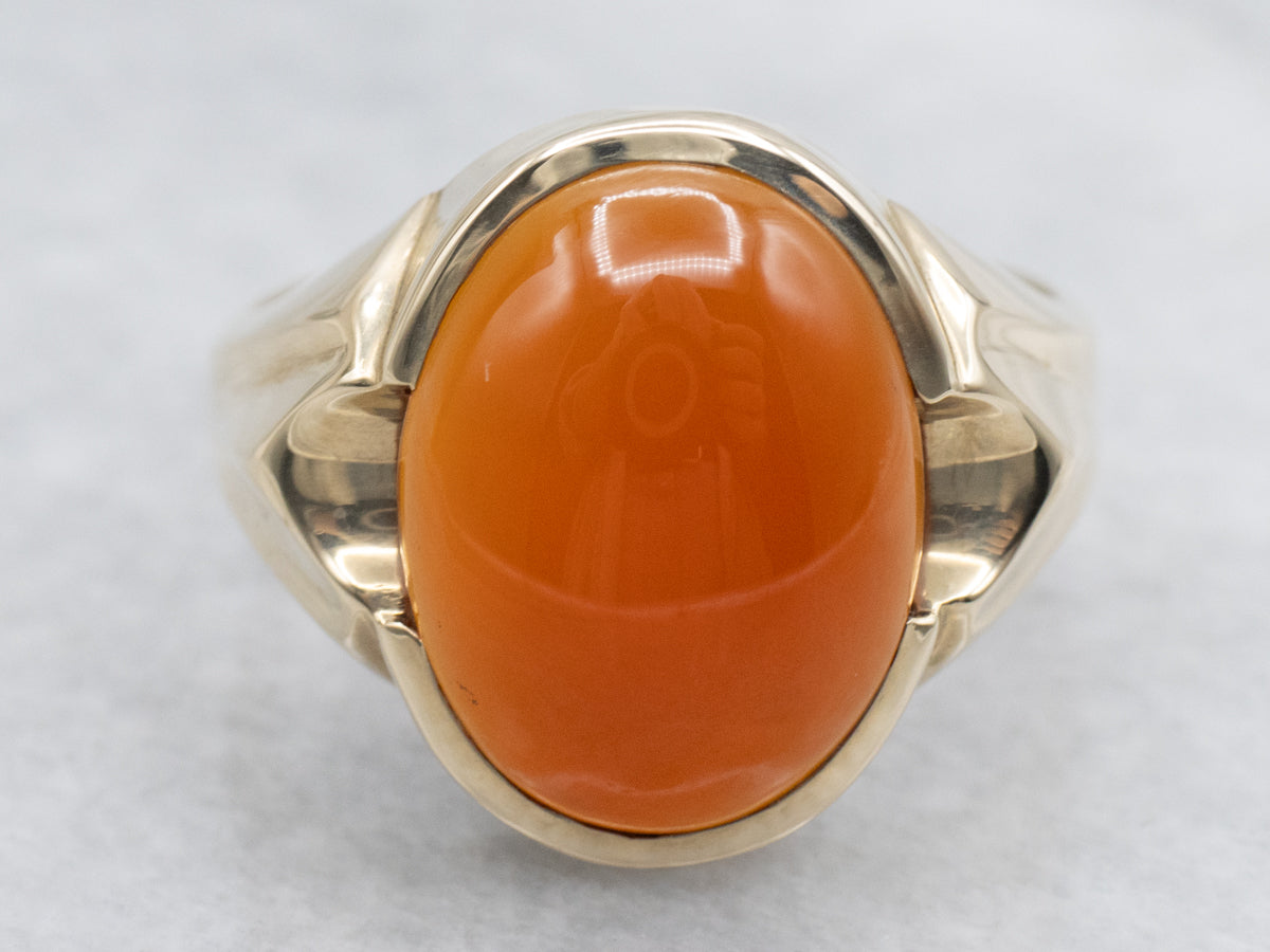 Men&#39;s Mid-Century Carnelian and Gold Ring