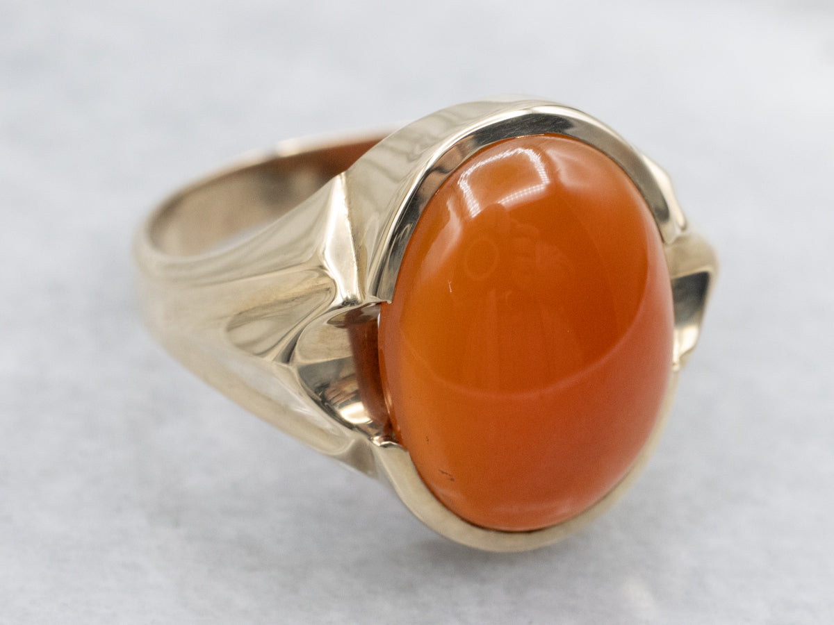 Men's Mid-Century Carnelian and Gold Ring