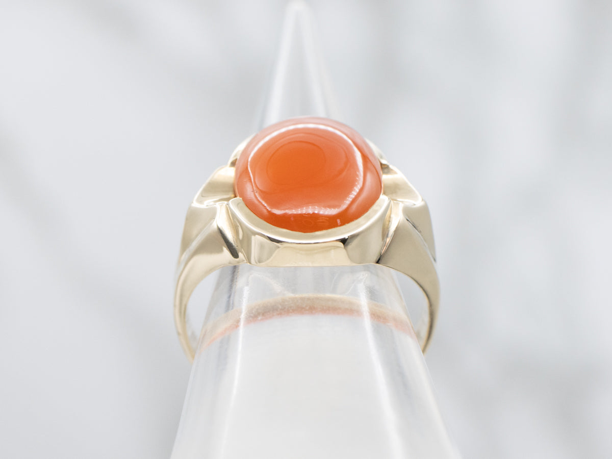 Men's Mid-Century Carnelian and Gold Ring