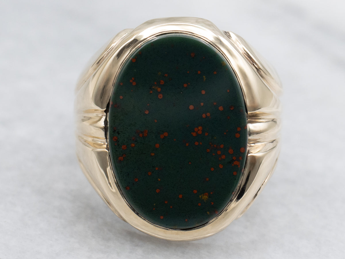 Men's Vintage Bloodstone and Gold Ring