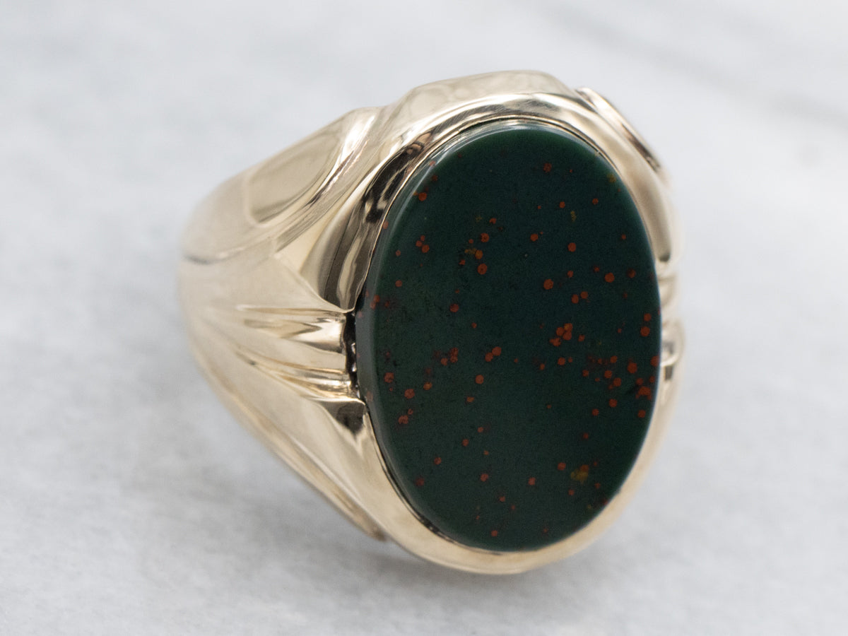 Men's Vintage Bloodstone and Gold Ring