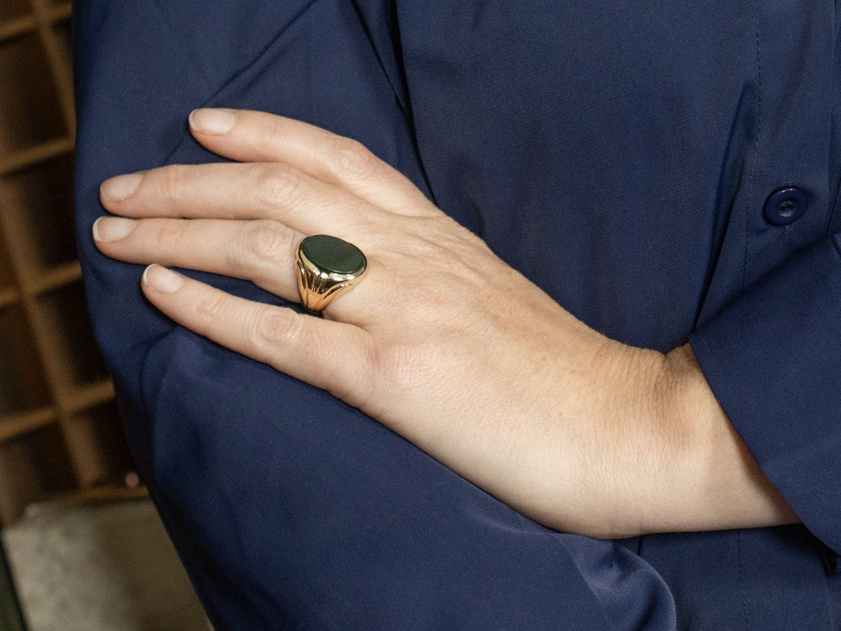 Men's Vintage Bloodstone and Gold Ring