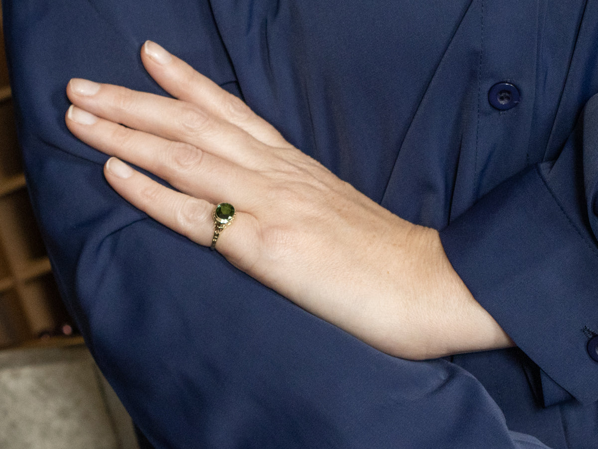 Antique East-to-West Set Tourmaline Filigree Ring