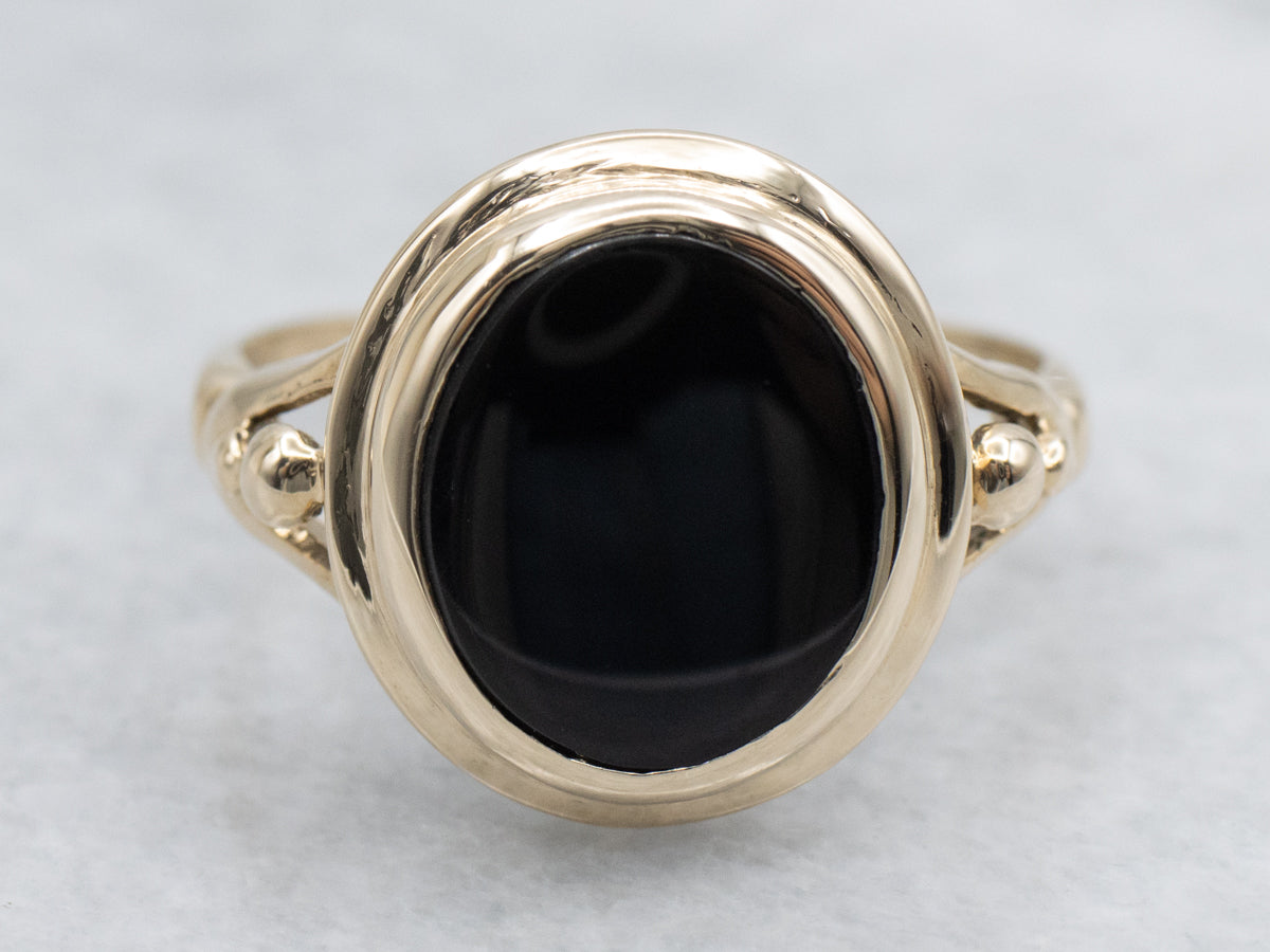 Black Onyx Vintage Gold Ladies Ring