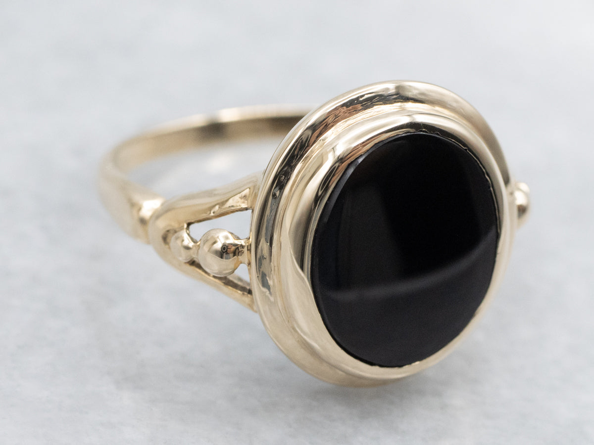 Black Onyx Vintage Gold Ladies Ring