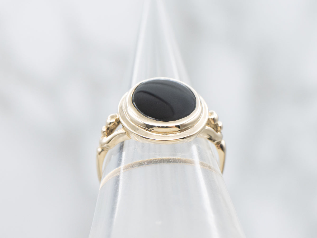 Black Onyx Vintage Gold Ladies Ring
