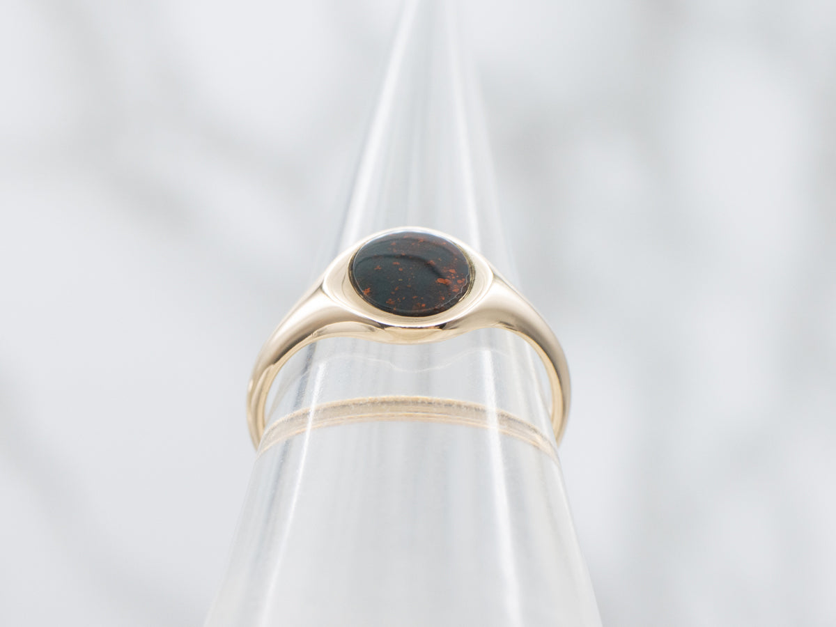 Flush Set Bloodstone Yellow Gold Ring