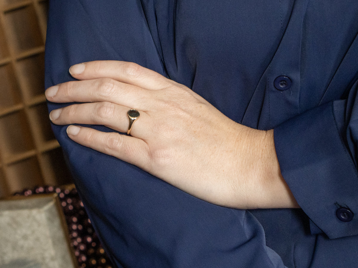 Flush Set Bloodstone Yellow Gold Ring