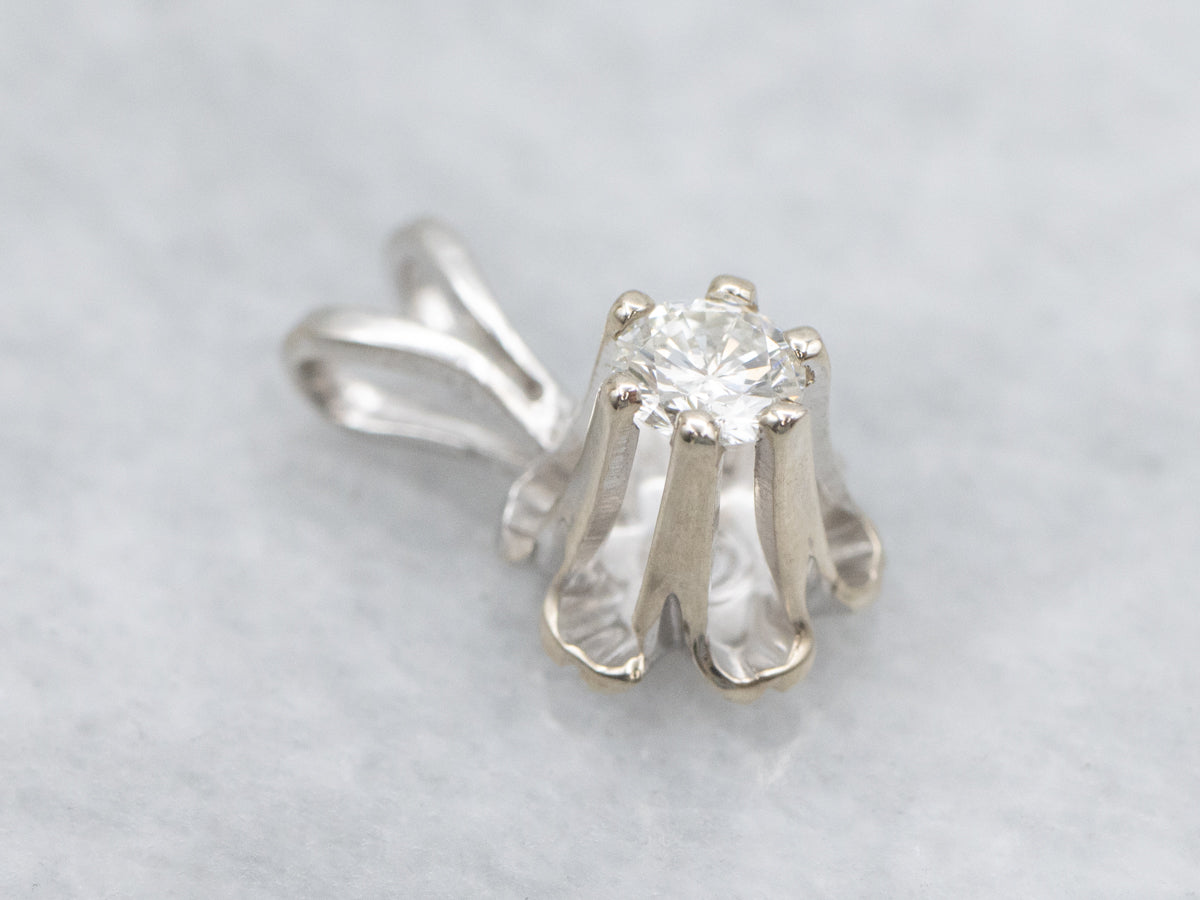 Buttercup Set Diamond White Gold Solitaire Pendant