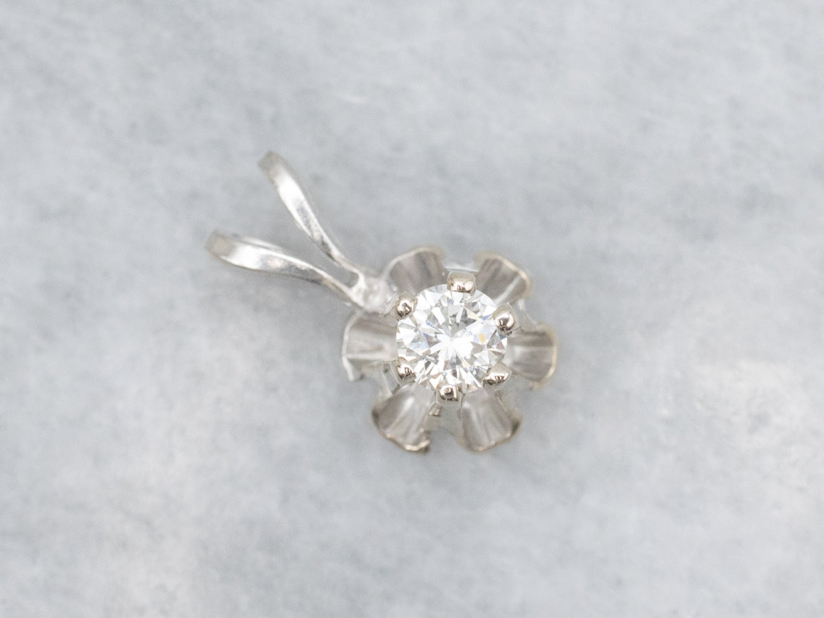 Buttercup Set Diamond White Gold Solitaire Pendant