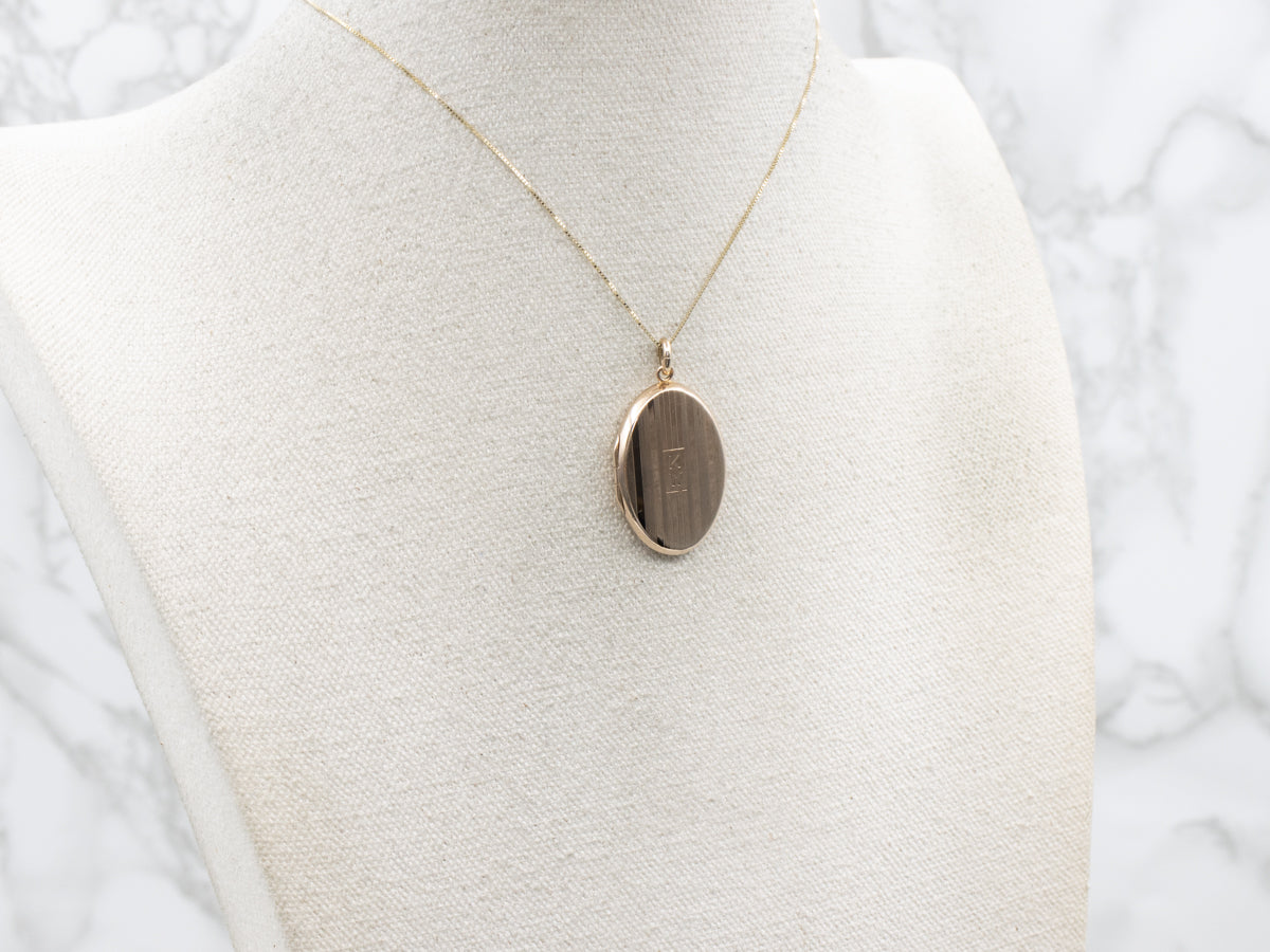 Retro Era Pinstripe "KW" Gold Initial Locket