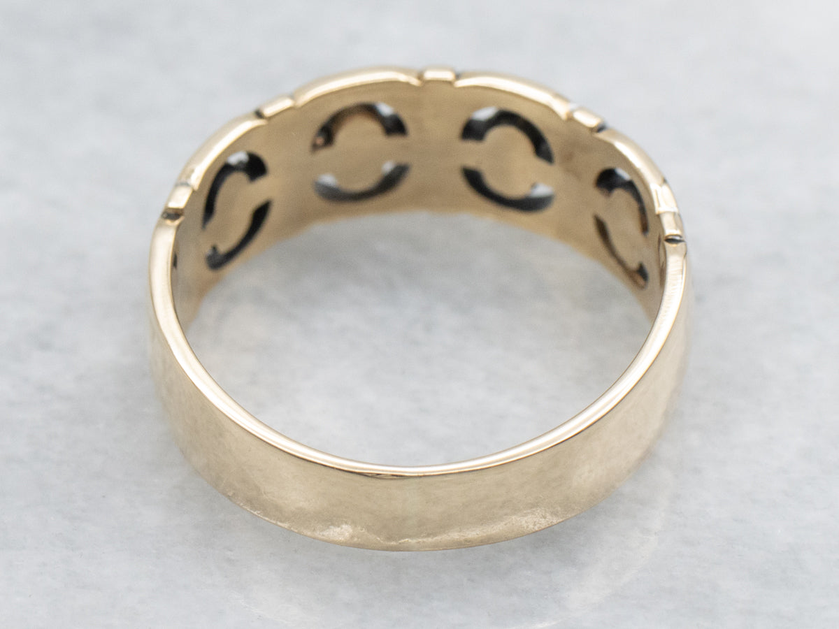 Pierced Forget-Me-Not Floral Pattern Band in 14K Yellow Gold