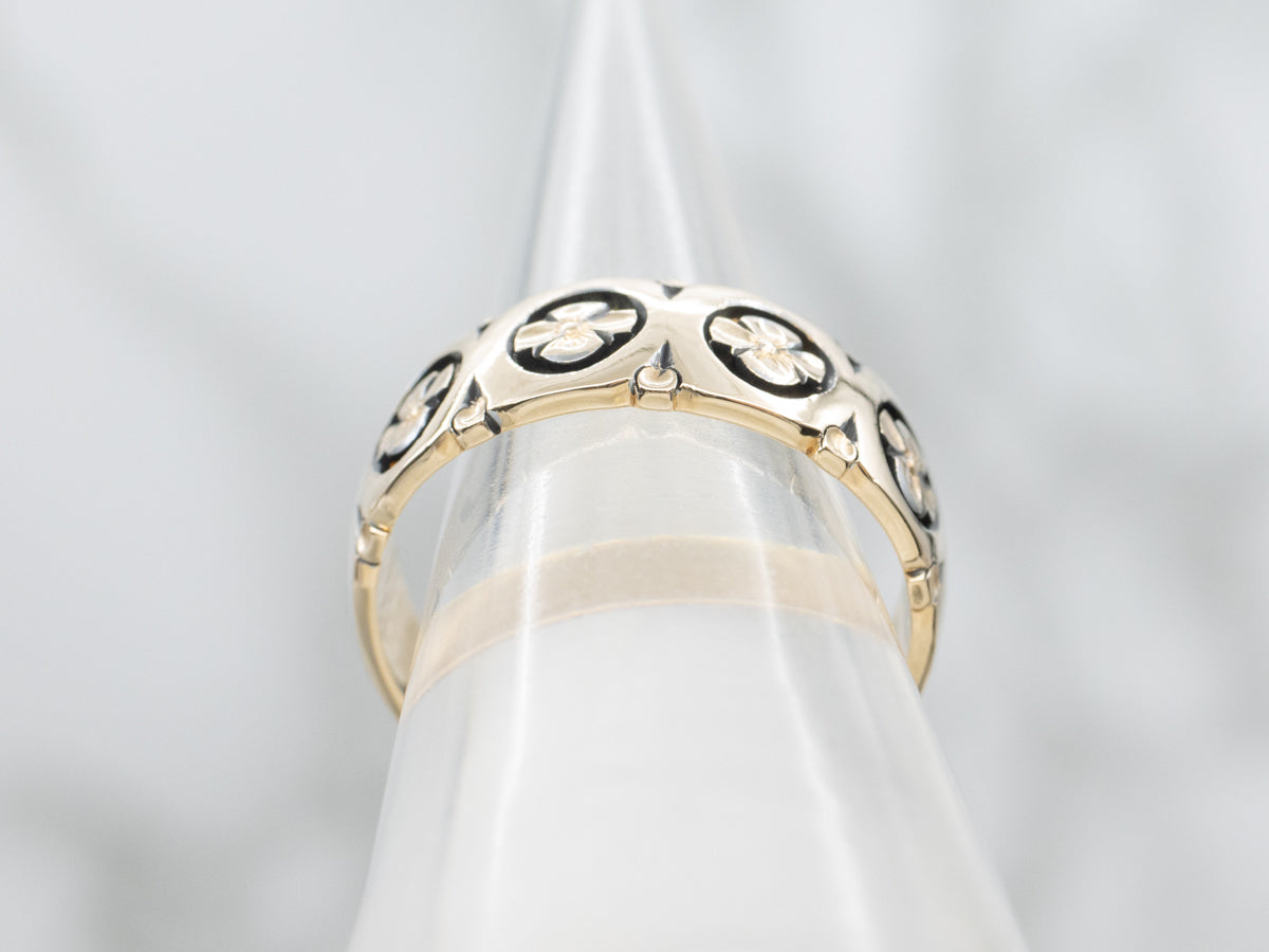 Pierced Forget-Me-Not Floral Pattern Band in 14K Yellow Gold