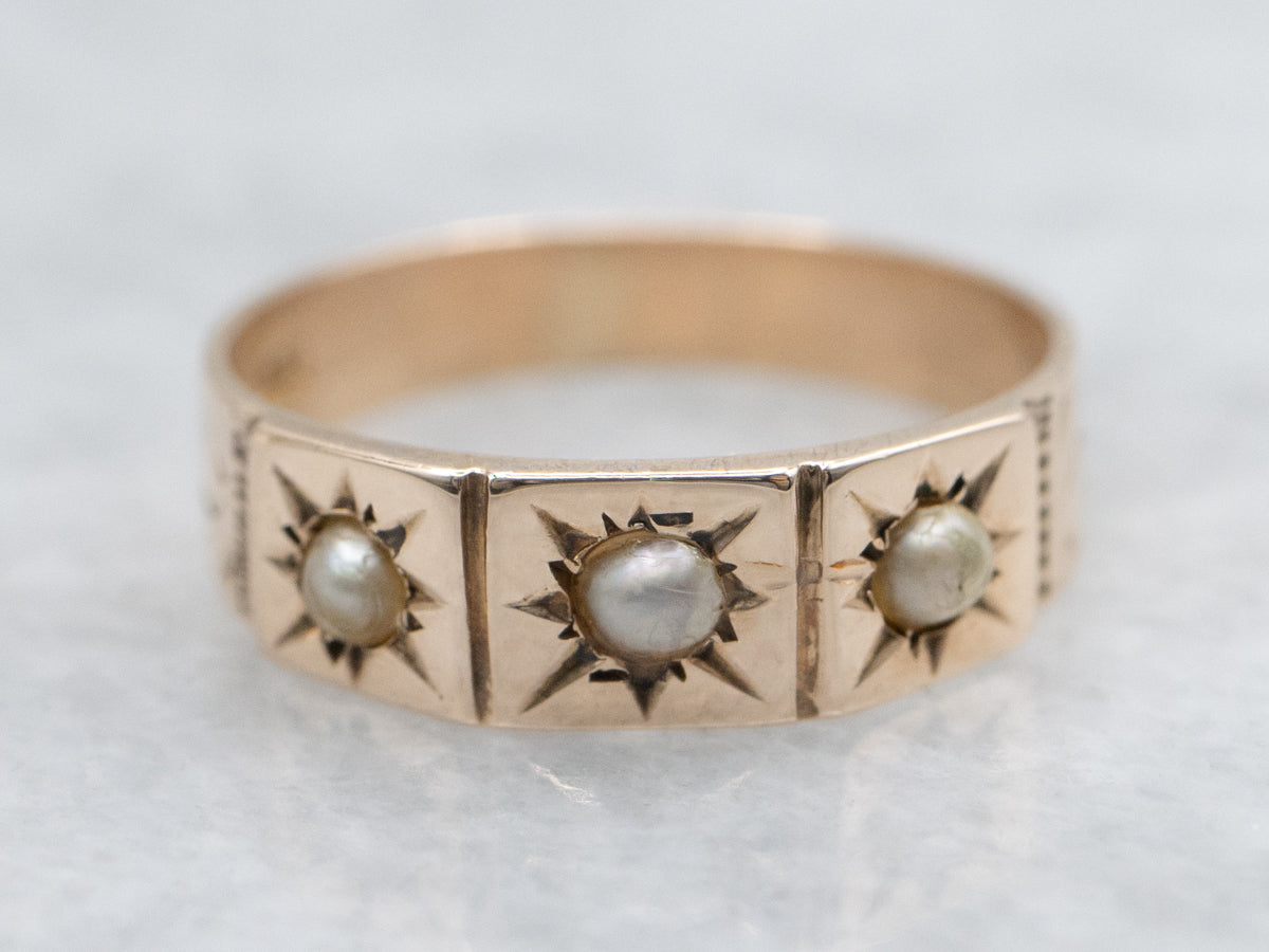 Victorian Gold and Seed Pearl Baptism Band