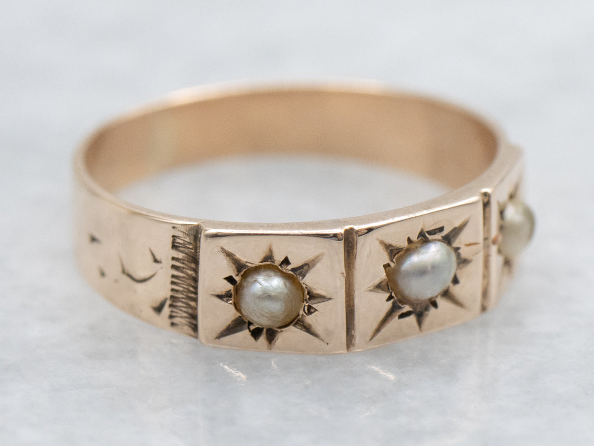Victorian Gold and Seed Pearl Baptism Band