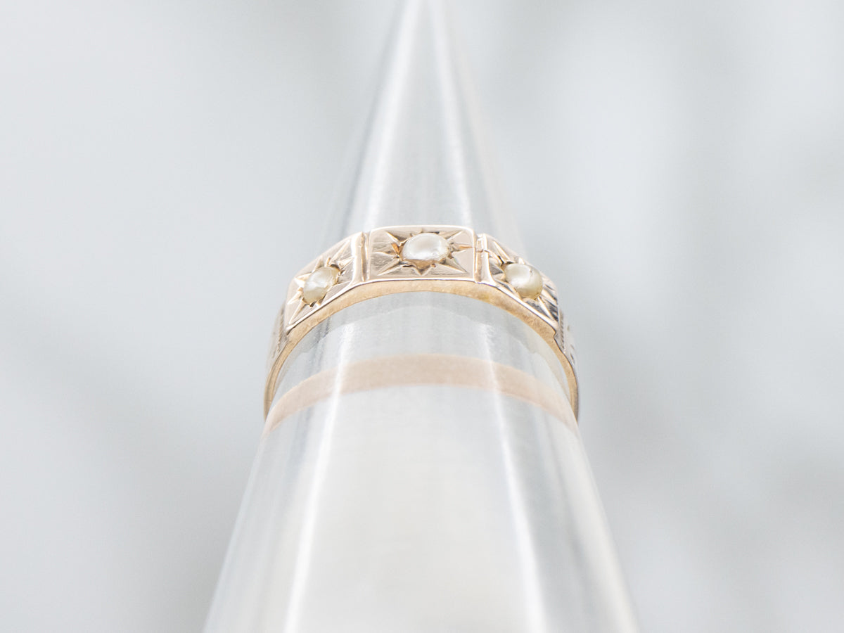 Victorian Gold and Seed Pearl Baptism Band