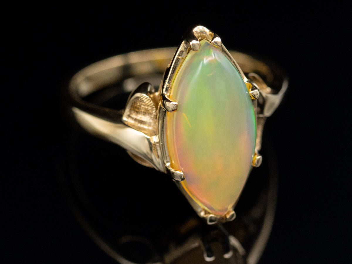 Victorian Revival Marquise Cut Opal Ring
