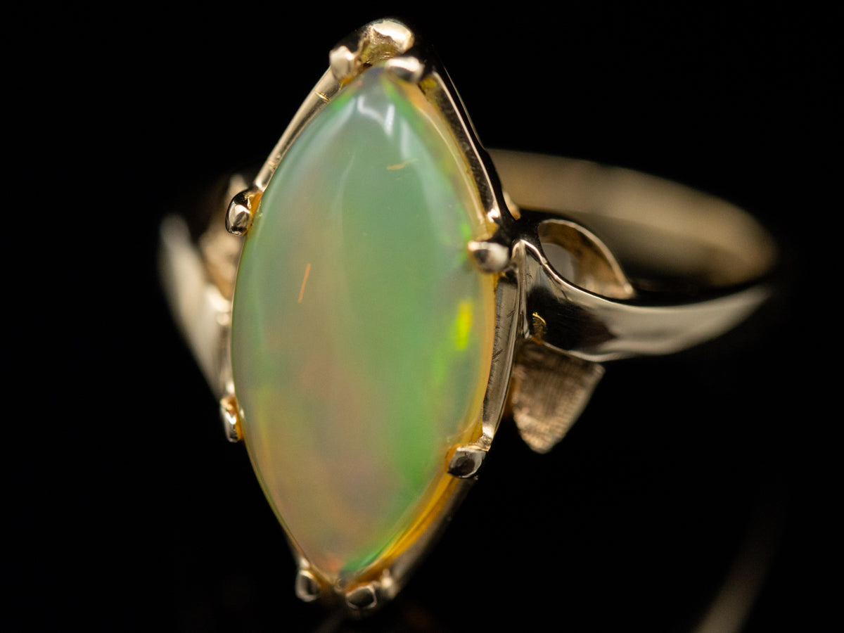 Victorian Revival Marquise Cut Opal Ring