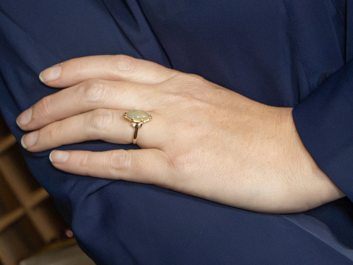Victorian Revival Marquise Cut Opal Ring