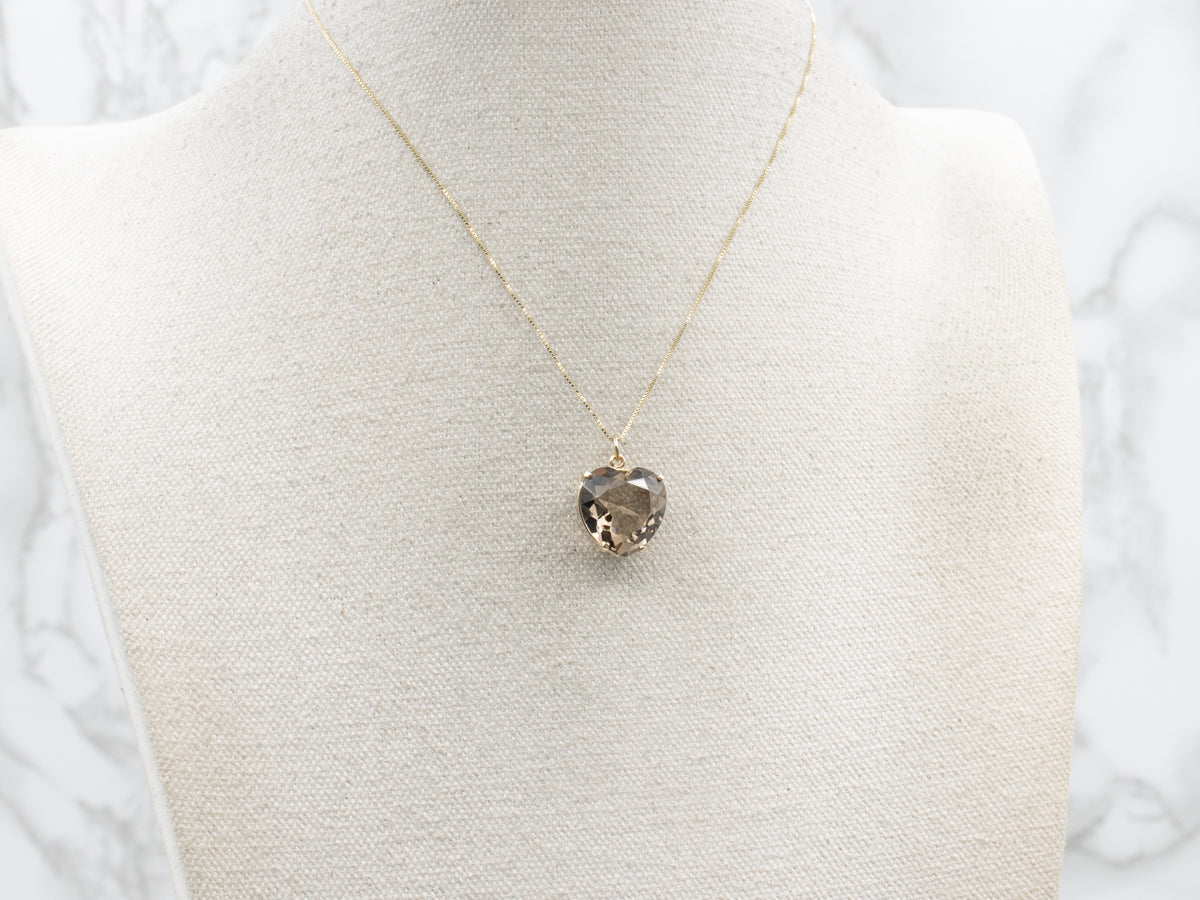 Heart-Cut Smokey Quartz Gemstone Pendant