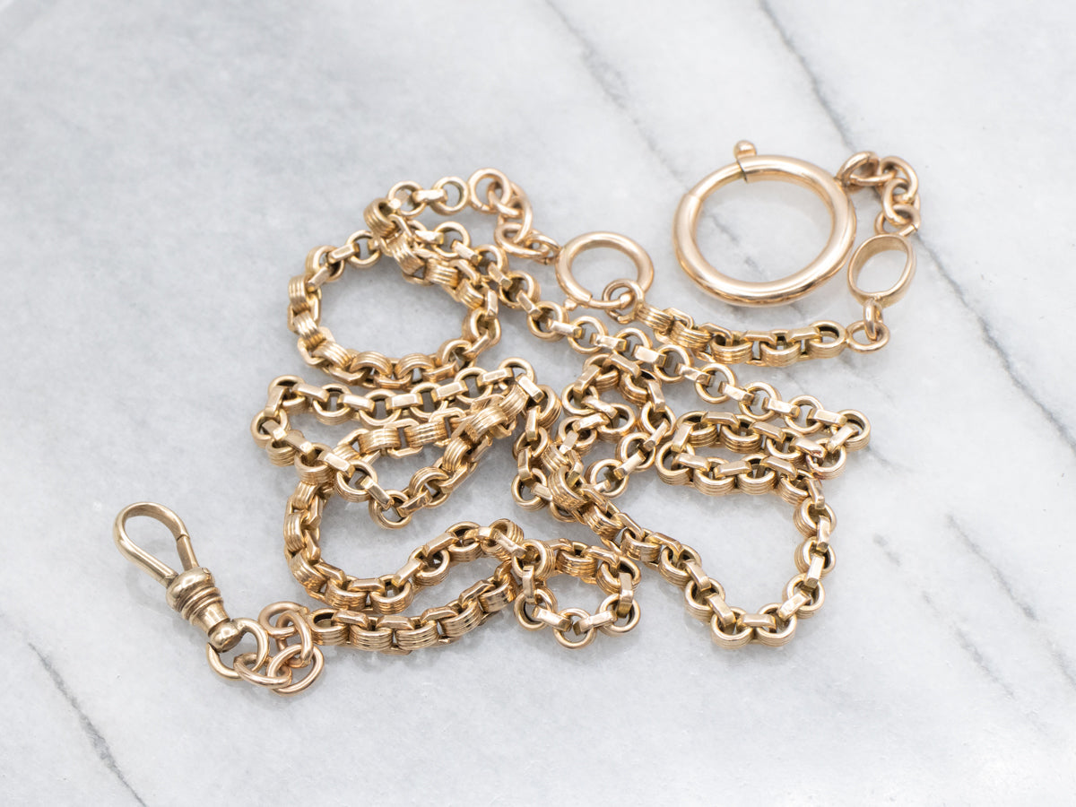 Victorian Gold Single Albert Long Pocket Watch Chain