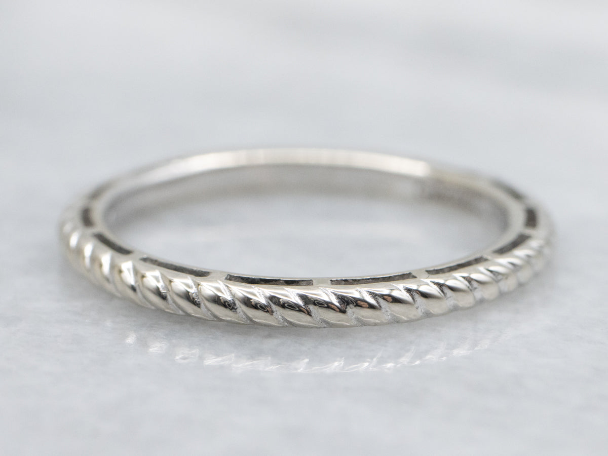 White Gold Rope Twist Band