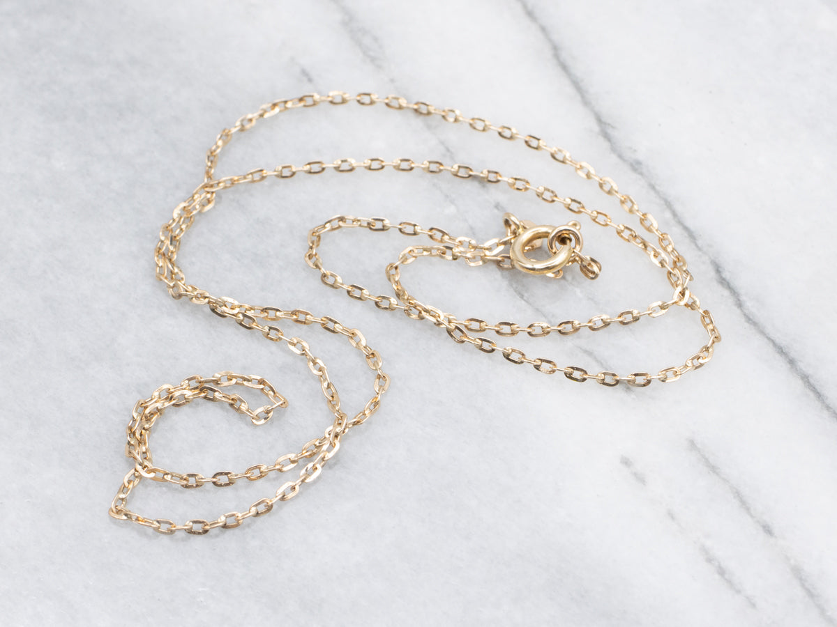 Flat 20-Inch Yellow Gold Cable-Link Chain