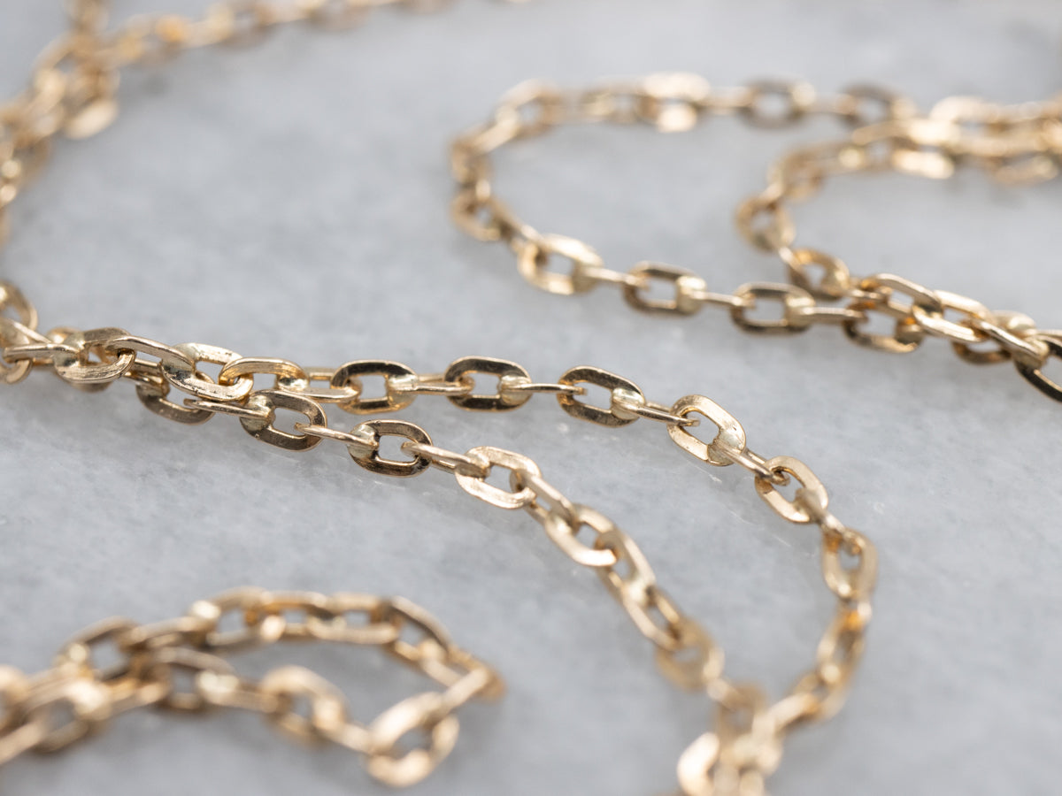 Flat 20-Inch Yellow Gold Cable-Link Chain