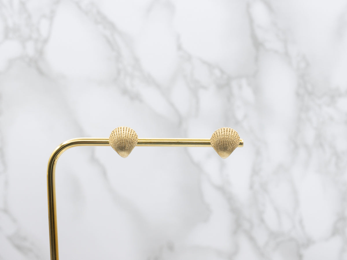 Yellow Gold Scallop Stud Earrings