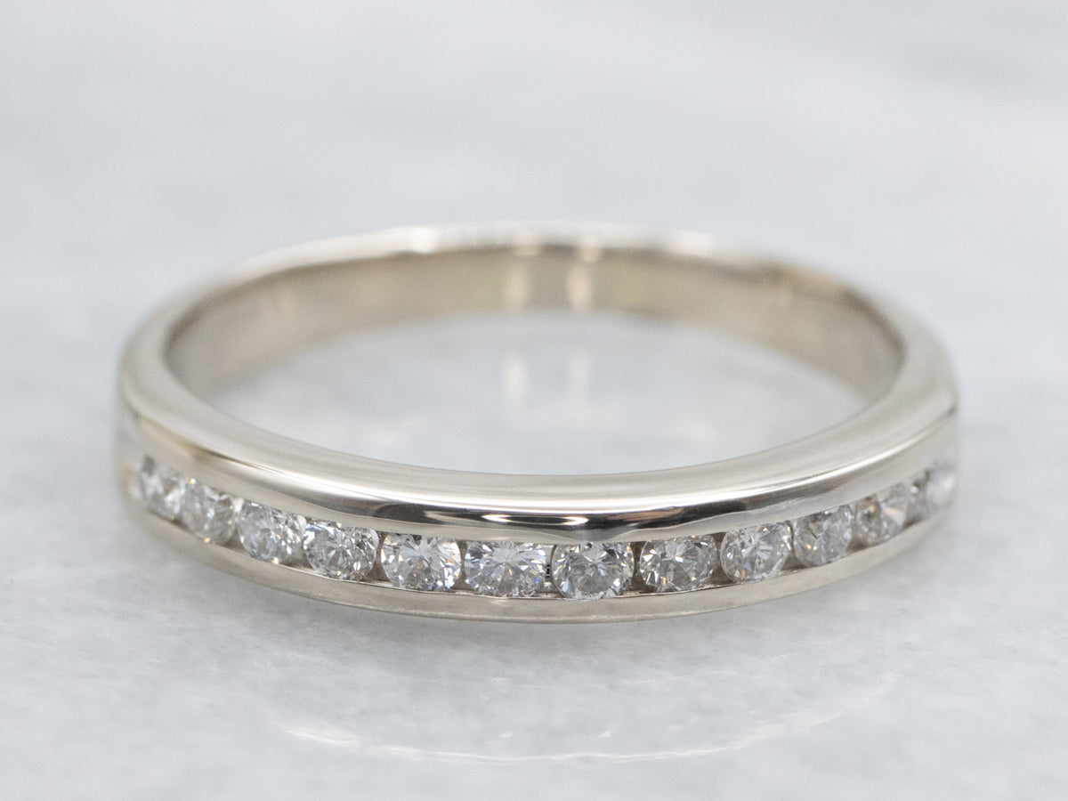 Channel Set Diamond White Gold Band
