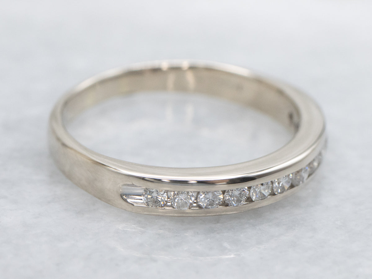 Channel Set Diamond White Gold Band