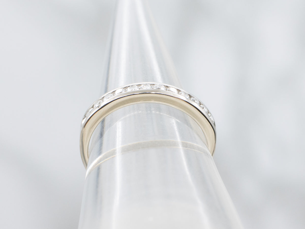 Channel Set Diamond White Gold Band