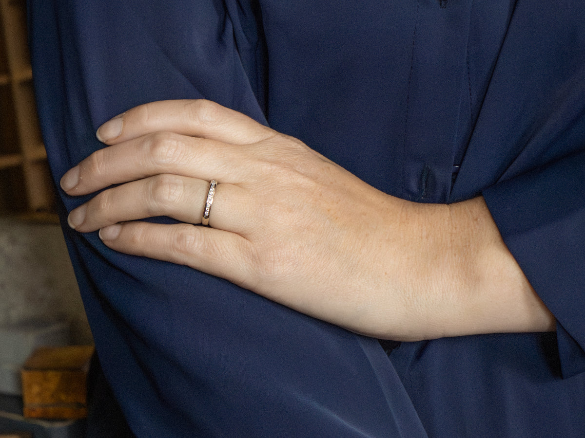 Channel Set Diamond White Gold Band