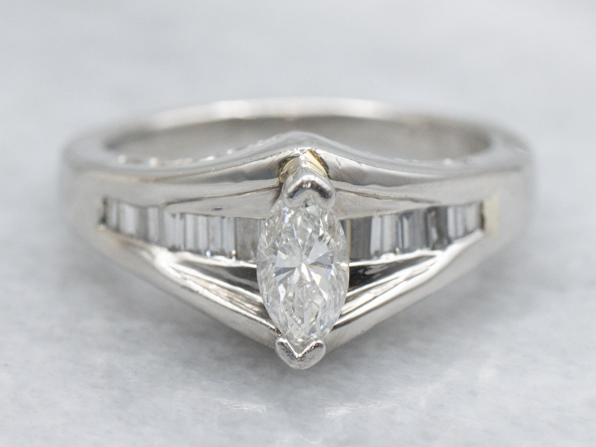 Modern Mix-Cut and Platinum Diamond Engagement Ring