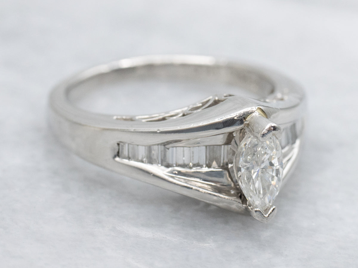 Modern Mix-Cut and Platinum Diamond Engagement Ring