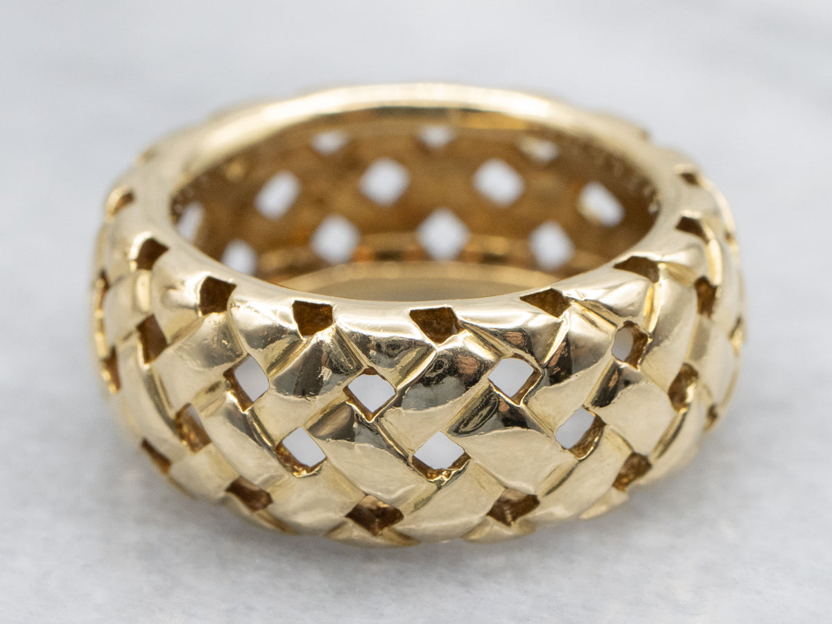 Vintage Tiffany and Co. Basket Weave Band in 18K Yellow Gold