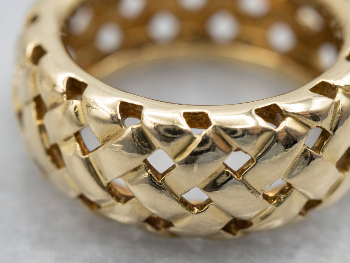 Vintage Tiffany and Co. Basket Weave Band in 18K Yellow Gold