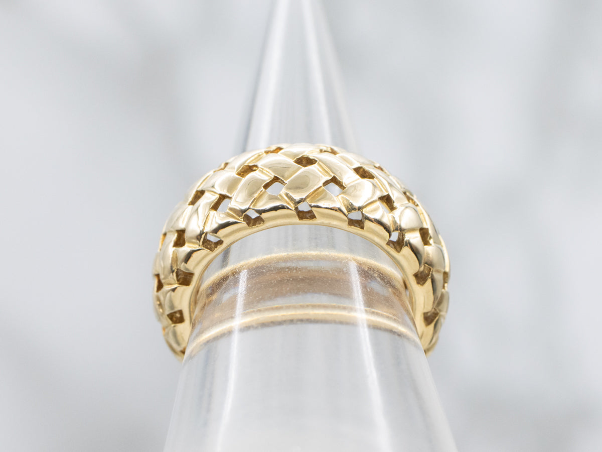 Vintage Tiffany and Co. Basket Weave Band in 18K Yellow Gold