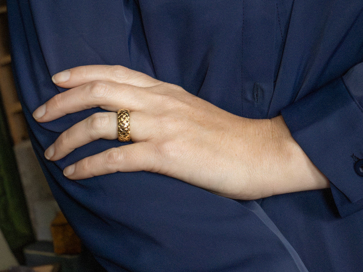 Vintage Tiffany and Co. Basket Weave Band in 18K Yellow Gold