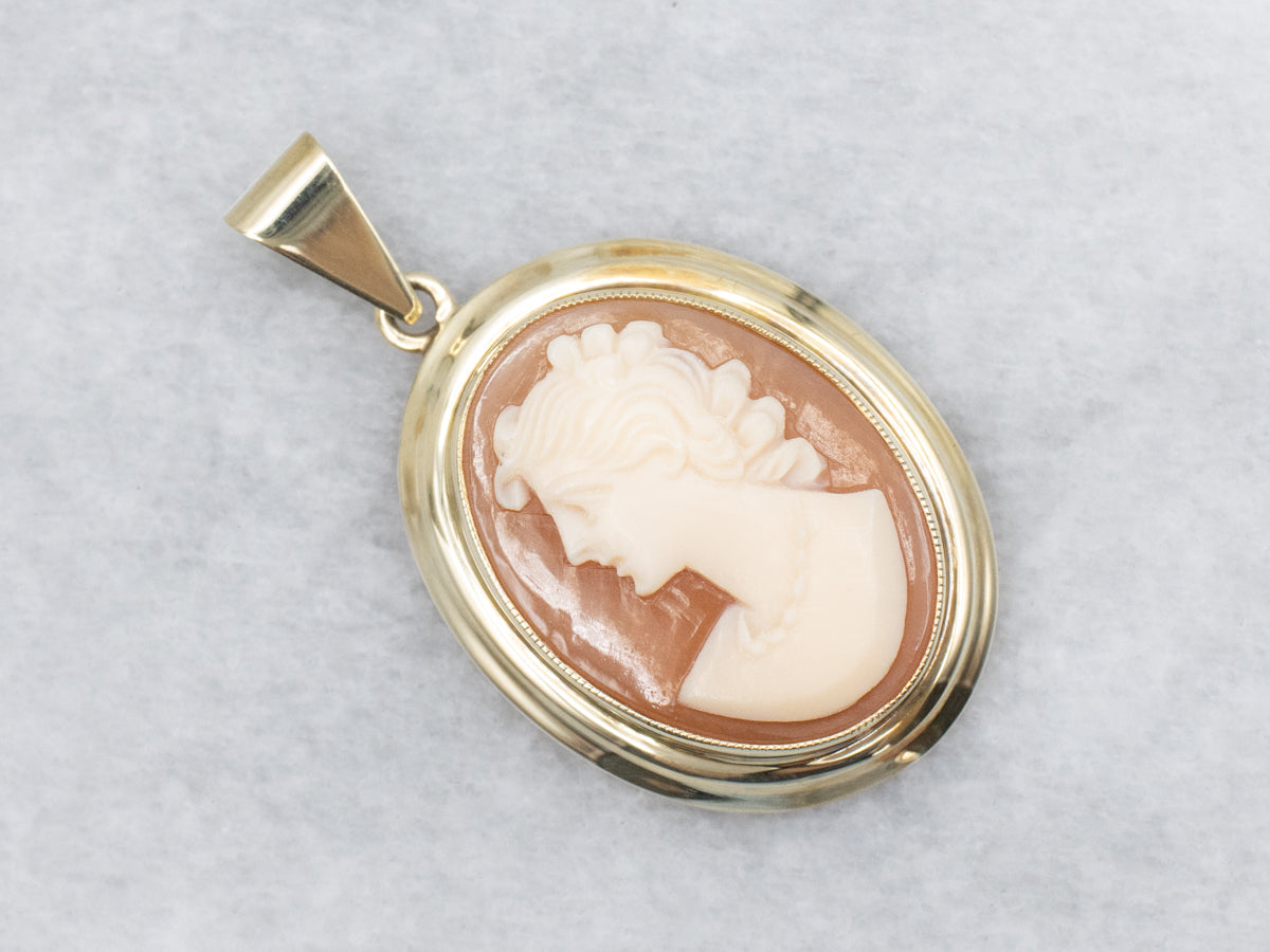 Mid-Century Cameo and Gold Pedant