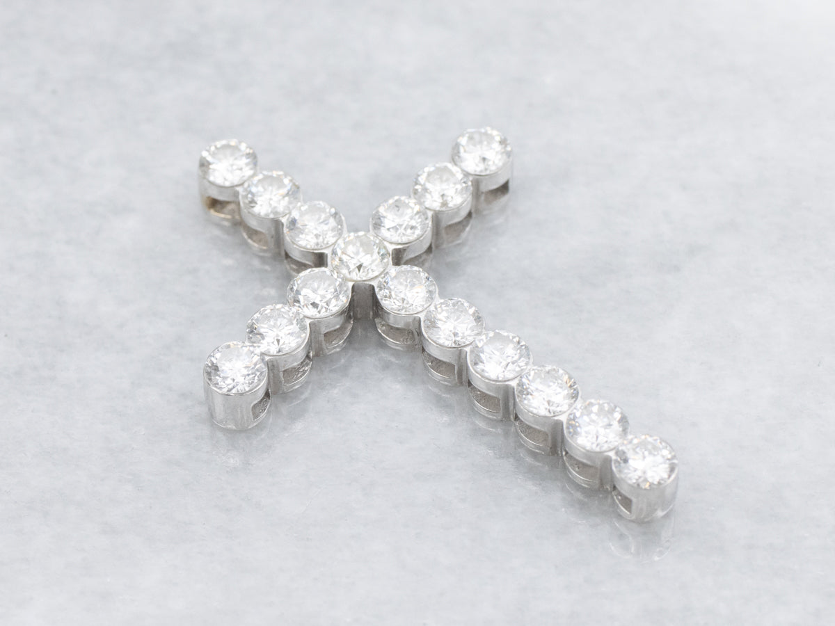 White Gold Diamond Cross Pendant