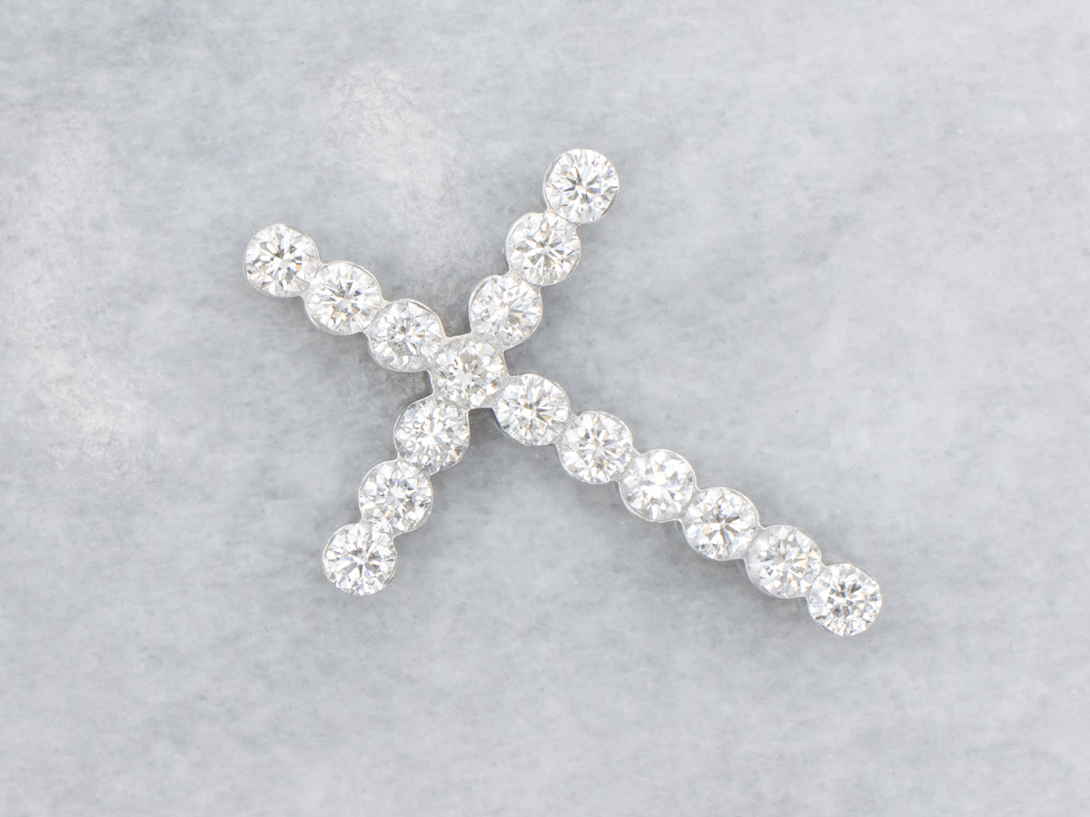 White Gold Diamond Cross Pendant