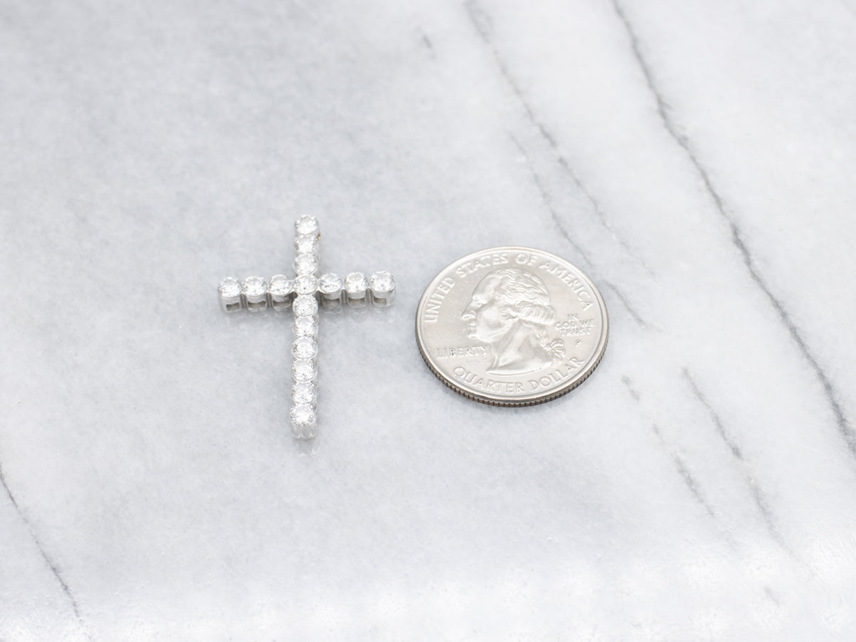 White Gold Diamond Cross Pendant