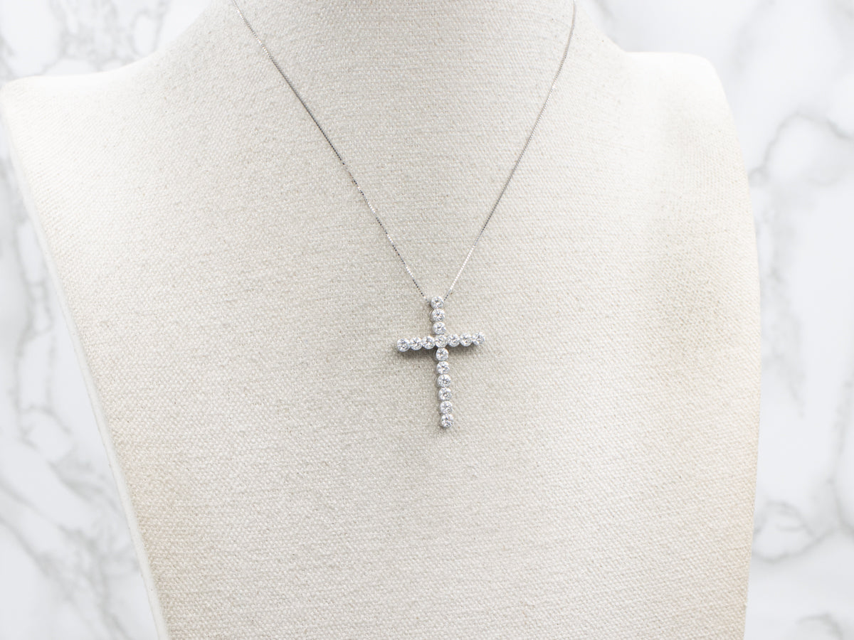 White Gold Diamond Cross Pendant