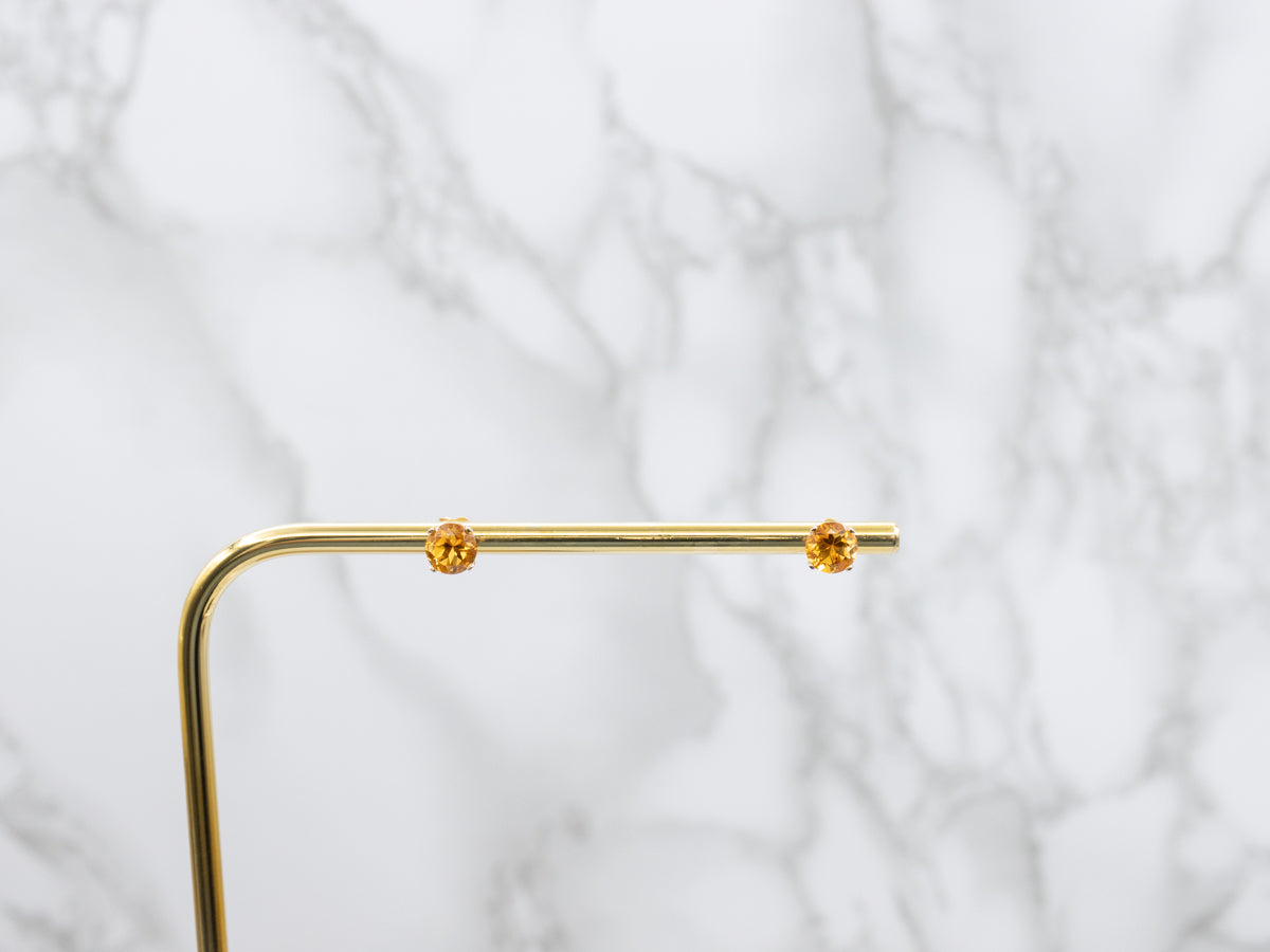 Sunshine Citrine Yellow Gold Stud Earrings