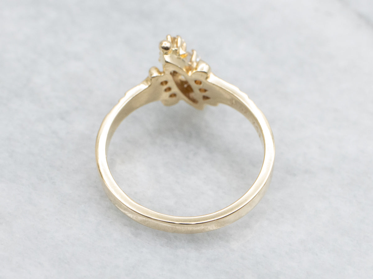 Victorian Gold Triple Diamond Navette Dinner Ring