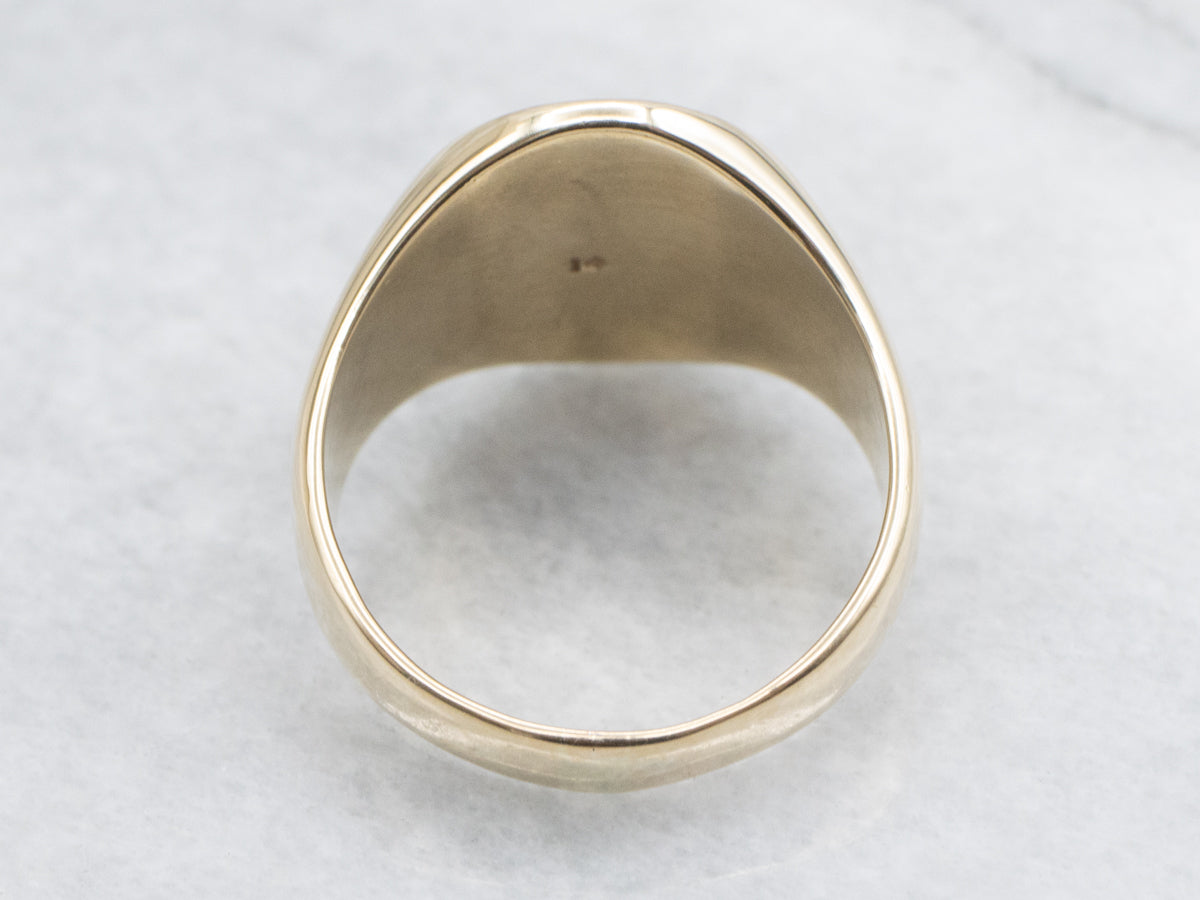 Polished Gold Rising Phoenix Bird Unisex Signet Ring