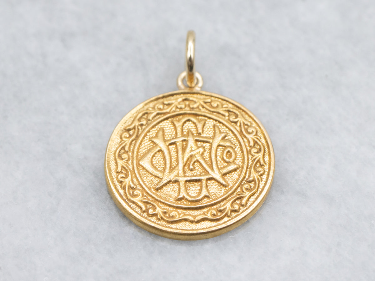 Victorian Bloomed Gold Ornate &quot;CEW&quot; Monogram Pendant